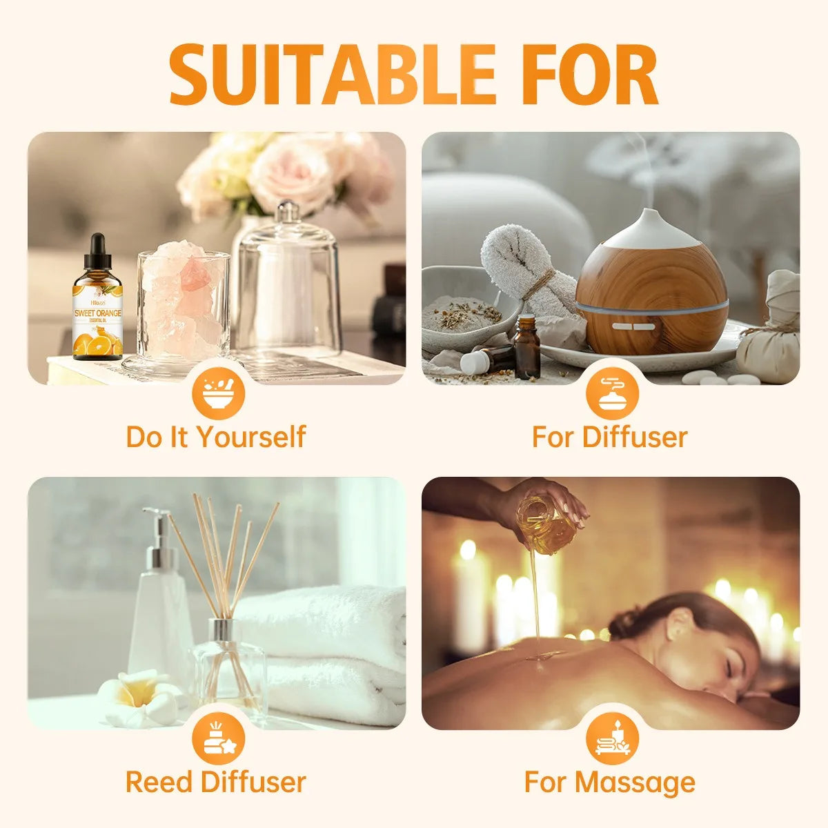 Aromatherapy Massage Oil Rose Rosemary Lavender Face Body Skin Massage Oil